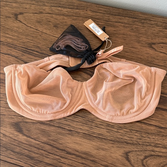 SKIMS‎ Mesh Strapless Underwire Bra SZ 36B IN Ochre NEW With Tags - Picture 2 of 9